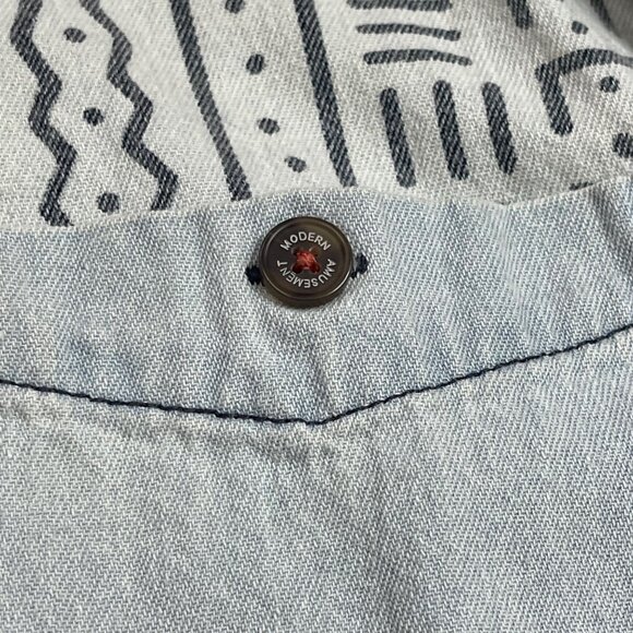 Modern Amusement Button Up Shirt Mens XL Blue Short Sleeve 100% Cotton FAIR‎ - Picture 10 of 15